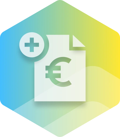 Symbol für Rechnungsdokument mit Eurozeichen – neue Rechnung oder Zahlung hinzufügen