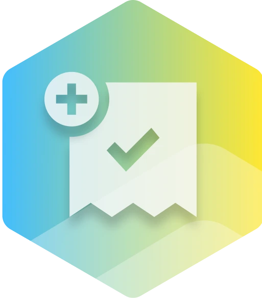 Symbol für Bestellung mit Häkchen – neue Bestellung oder Auftrag hinzufügen